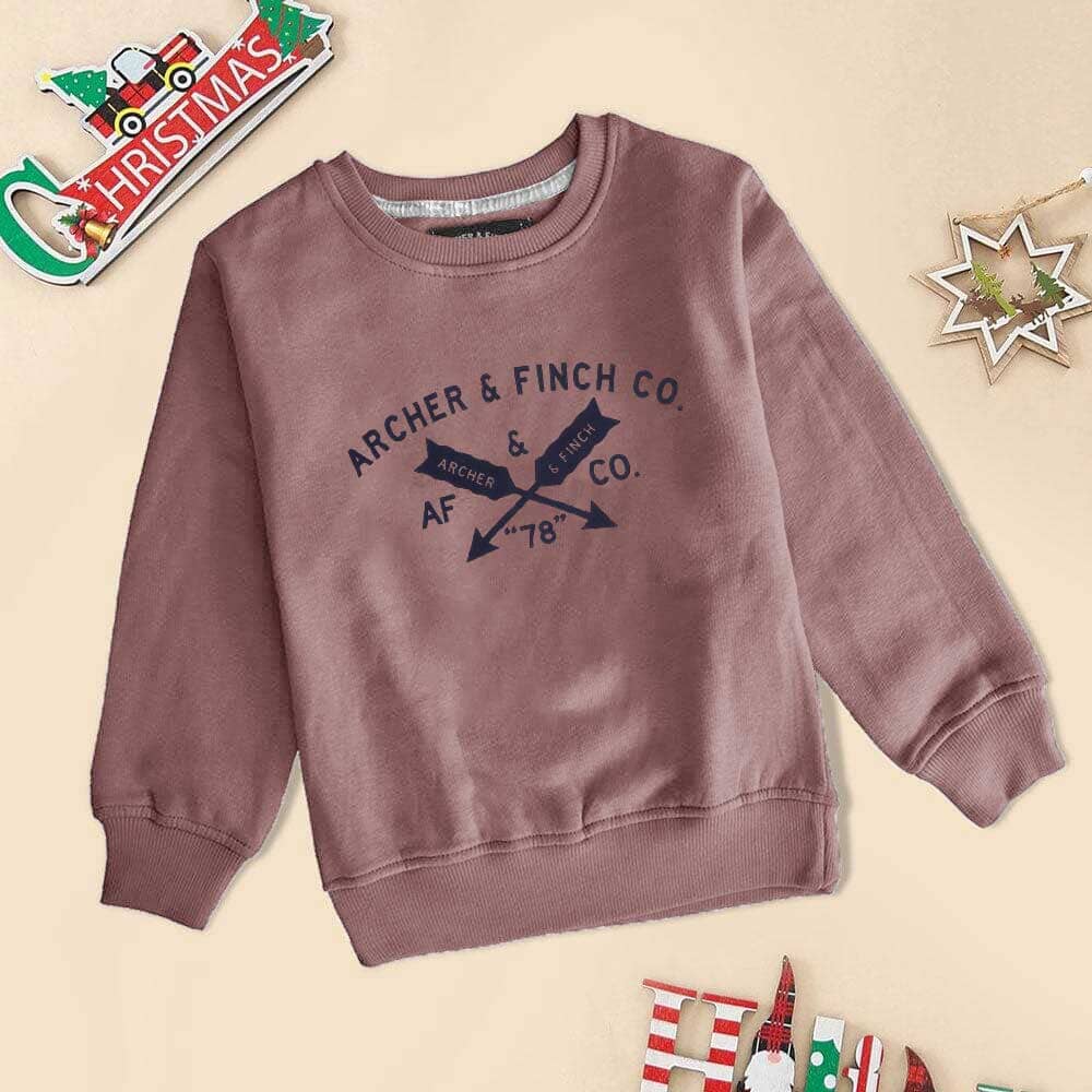 Archer & Finch Kid's Arrow Printed Contrast Neck Sweat Shirt Boy's Sweat Shirt LFS Pink 3-4 Years 