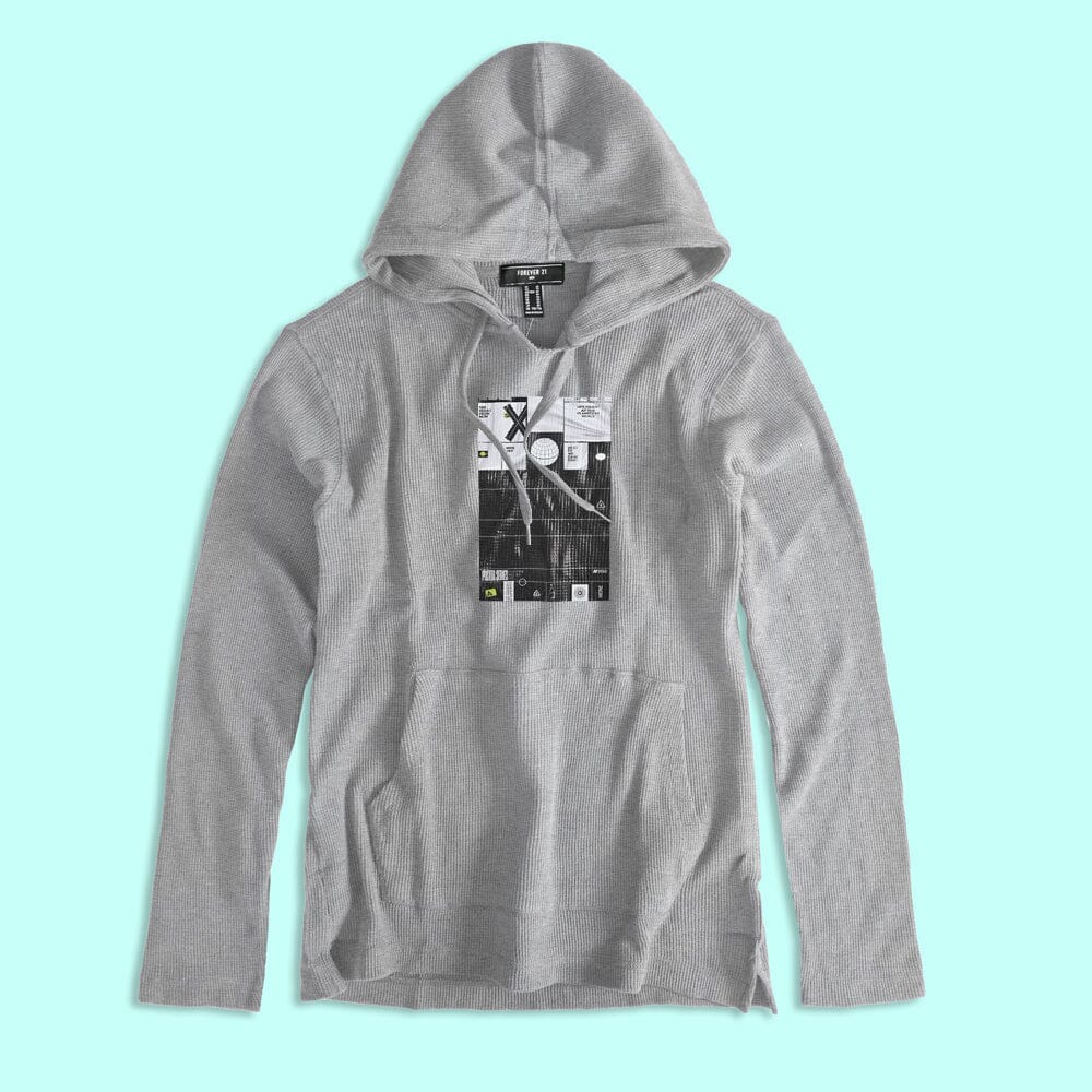 Forever Men's Poster Series Printed Pullover Hoodie Men's Pullover Hoodie HAS Apparel Heather Grey XS 