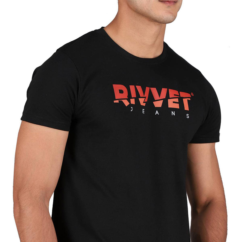 Rivvet Men's Logo Printed Crew Neck Tee Shirt Men's Tee Shirt RTJ 