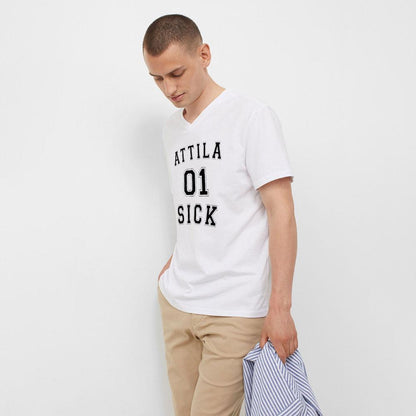 Men's Printed V-Neck Tee Shirt Attila 01 Sick Men's Tee Shirt Image 