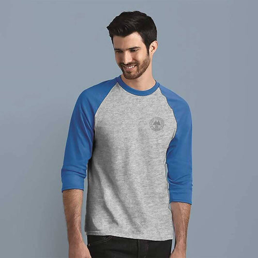 Max 21 Men's Reflective Logo Printed Raglan Quarter Sleeve Crew Neck Tee Shirt Men's Tee Shirt SZK 