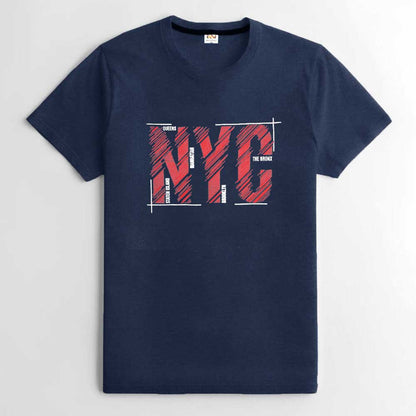 Men's NYC Printed Short Sleeve Tee Shirt Men's Tee Shirt ASE Navy S 