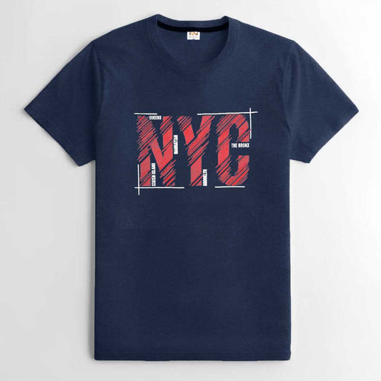 Men's NYC Printed Short Sleeve Tee Shirt Men's Tee Shirt ASE Navy S 