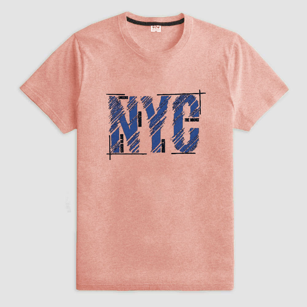 Richman Men's NYC Printed Short Sleeve Tee Shirt Men's Tee Shirt ASE Pink S 