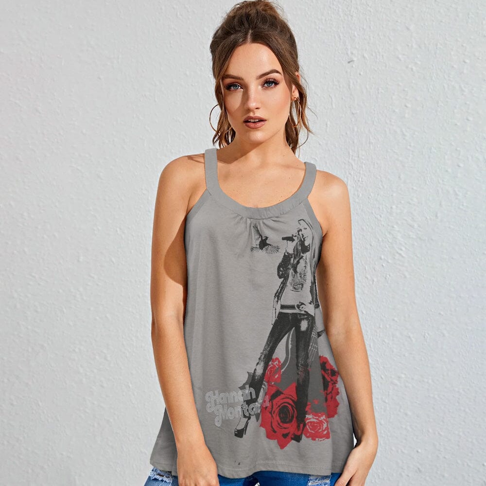 Women's Hannah Montana Guitar Printed Top Women's Casual Top IST Grey S 