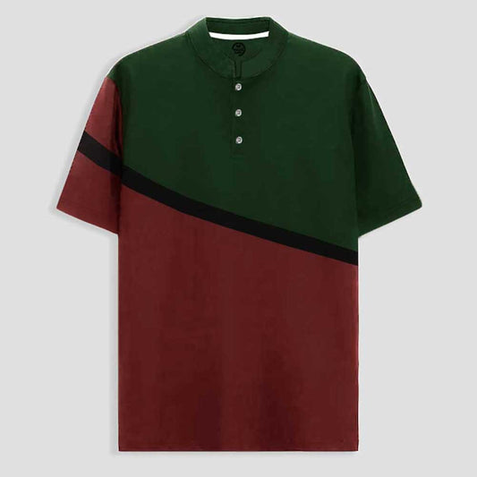 Poler Men's Cuenca Contrast Panel Polo Shirt Men's Polo Shirt IBT Maroon & Bottle Green S 