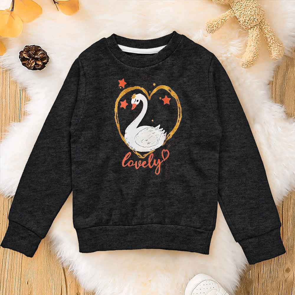 Lyallpur Girl's Flamingos Lovely Printed Sweat Shirt Girl's Sweat Shirt LFS Black Marl 3 Years 