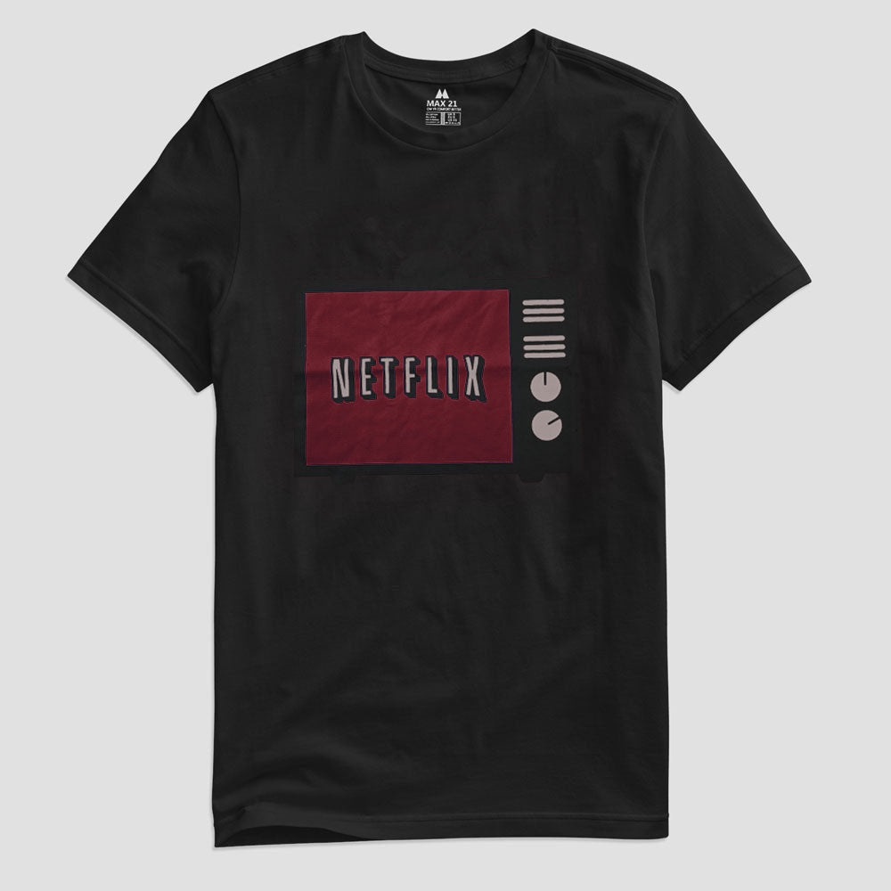 Max 21 Men's Netflix Printed Crew Neck Tee Shirt Men's Tee Shirt SZK Black S 