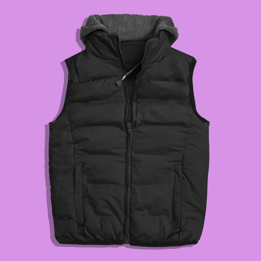 Unisex Cotton Hooded Body Warmer Gilet Unisex Gilet First Choice Black S 