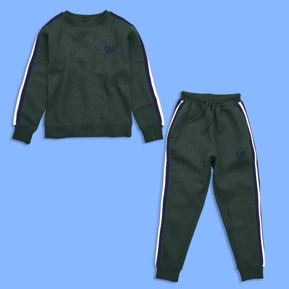 London Boy's Logo Embroidered Crew Neck Fleece Track Suit – elo