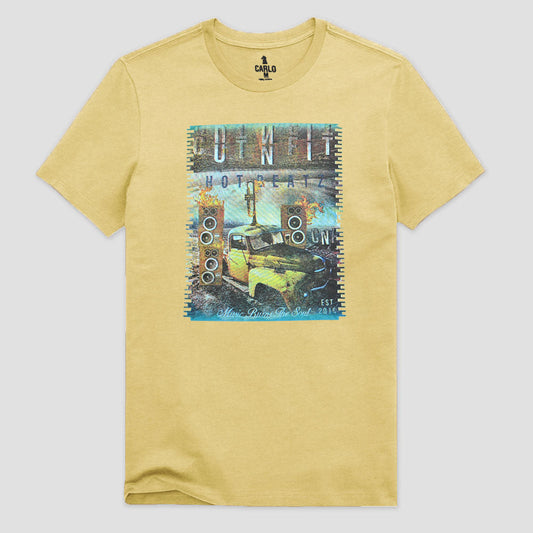 Men's UTN Hot Beatz Printed Crew Neck Tee Shirt Men's Tee Shirt RAT Light Yellow S 