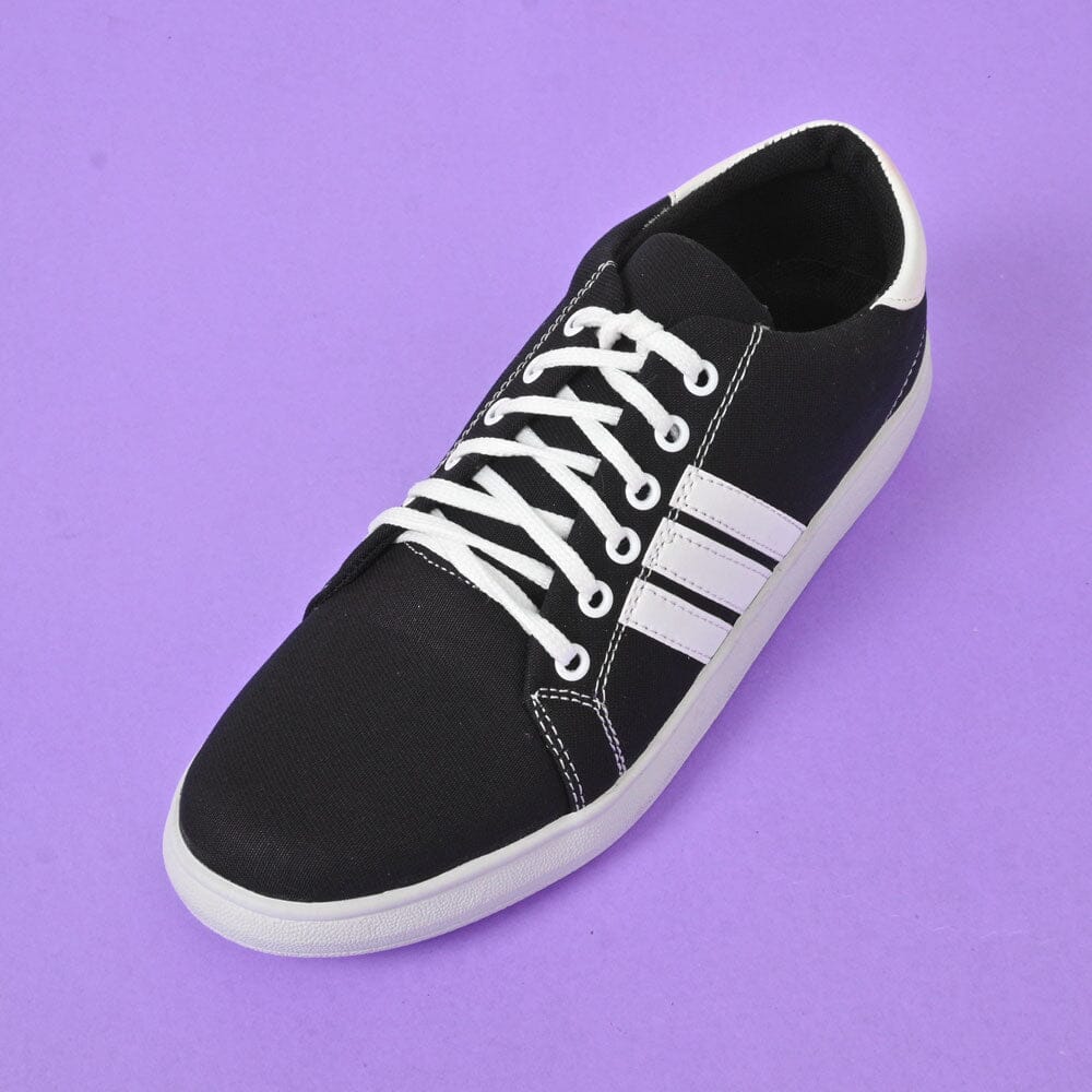 Men s Feropa Stripes Jeans Style Black Sole Sneaker Shoes