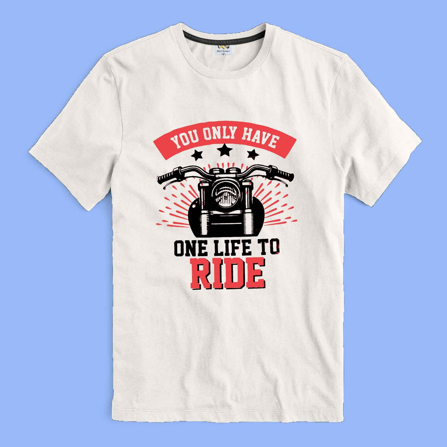 Richman Men's One Life To Ride Printed Short Sleeve Tee Shirt Men's Tee Shirt ASE Cream S 