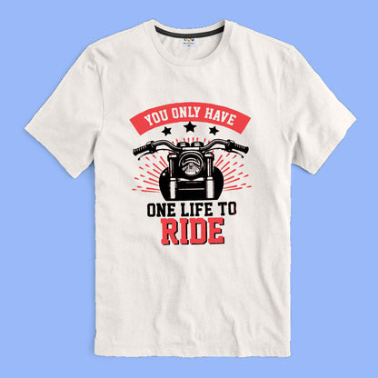 Richman Men's One Life To Ride Printed Short Sleeve Tee Shirt Men's Tee Shirt ASE Cream S 