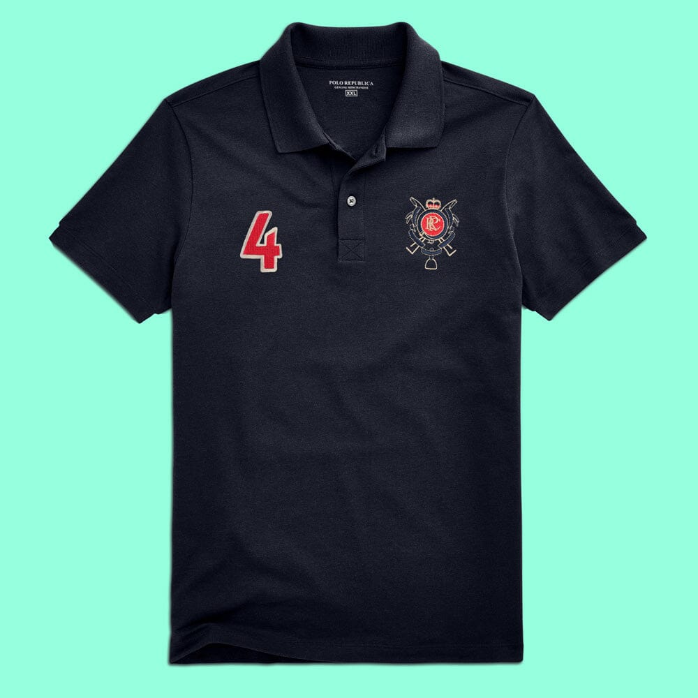 Polo Republica Men's PRC Crest & 4 Embroidered Polo Shirt Men's Polo Shirt Polo Republica Navy S 