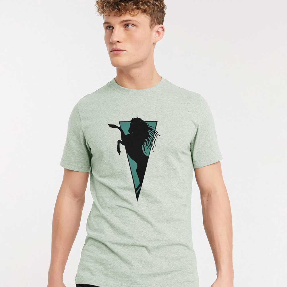 Men's Flying Horse Printed Short Sleeve Tee Shirt Men's Tee Shirt ASE 