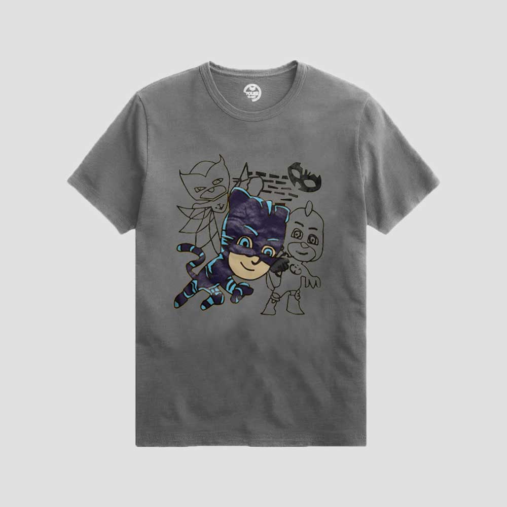 Poler Kid's PJ Masks Printed Crew Neck Tee Shirt Boy's Tee Shirt IBT Grey 3-6 Months 