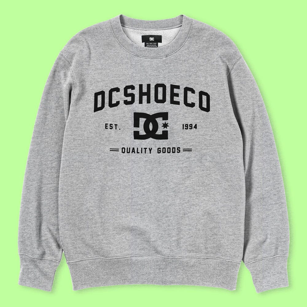 DC Men's Dcshoeco Printed Crew Neck Fleece Sweat Shirt Men's Sweat Shirt Fiza Grey Marl XS 