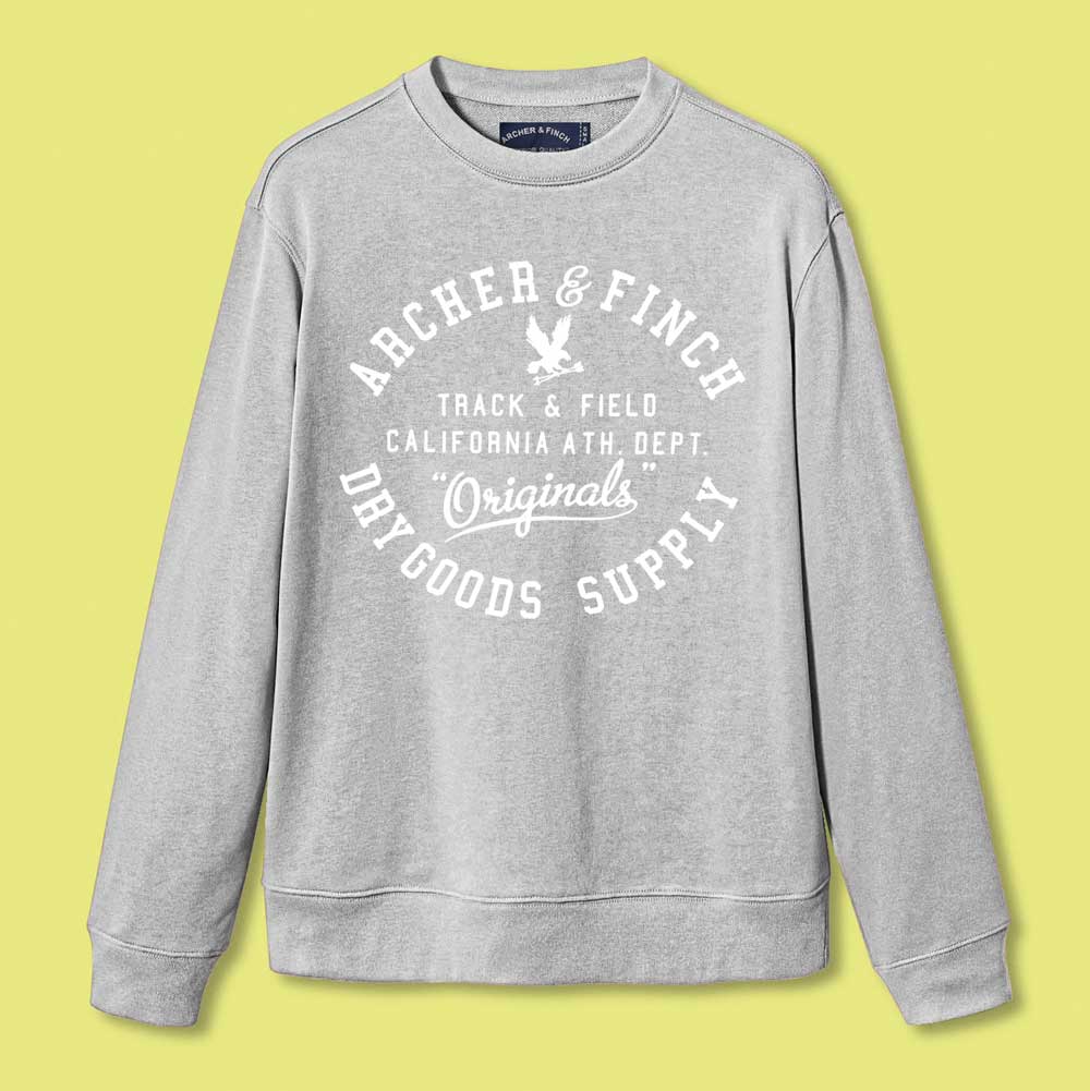 Archer & Finch Men's Track & Field Printed Sweat Shirt Men's Sweat Shirt LFS Heather Grey S 