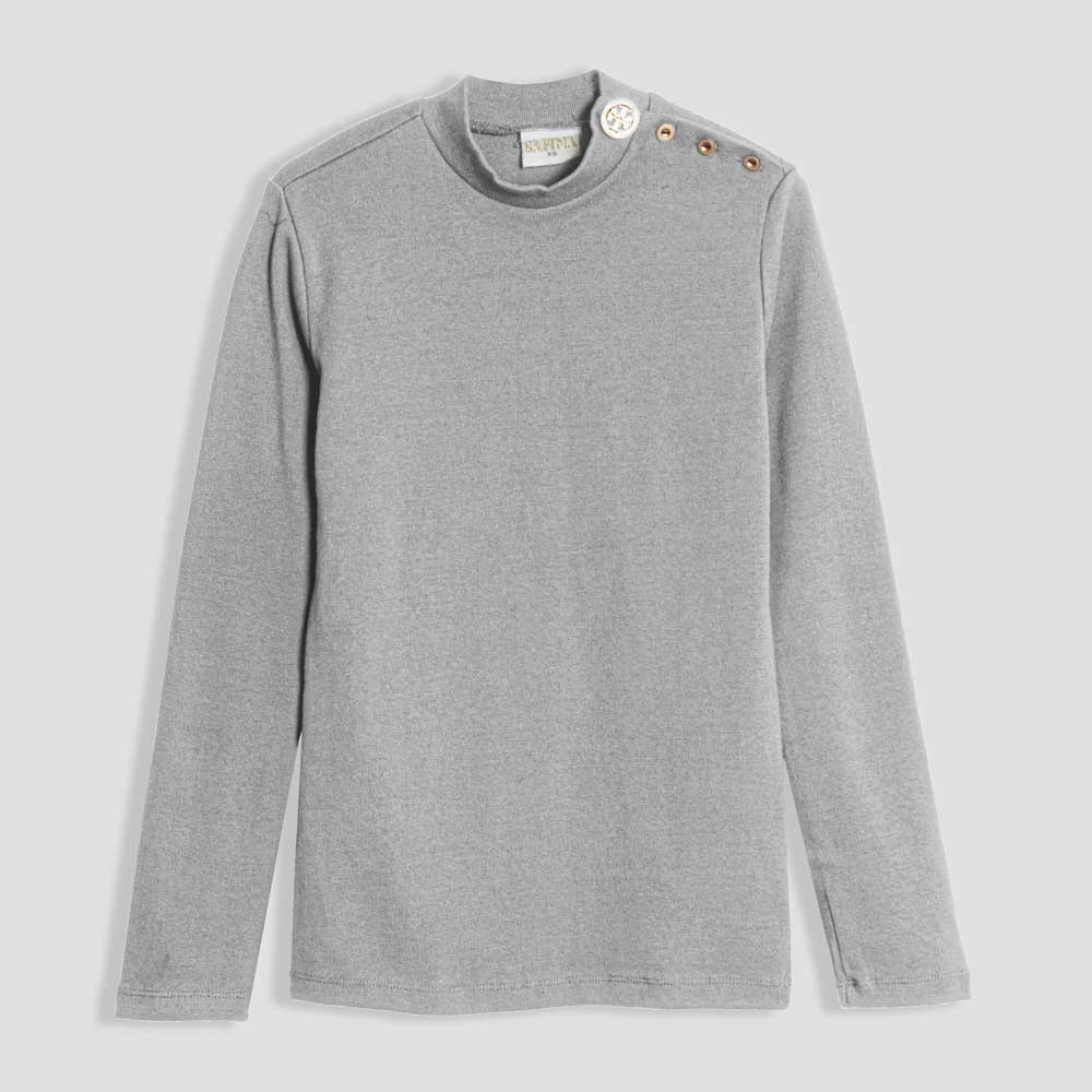 Safina Women's Buttoned High Neck Sweatshirt Women's Sweat Shirt Image Heather Grey XS 