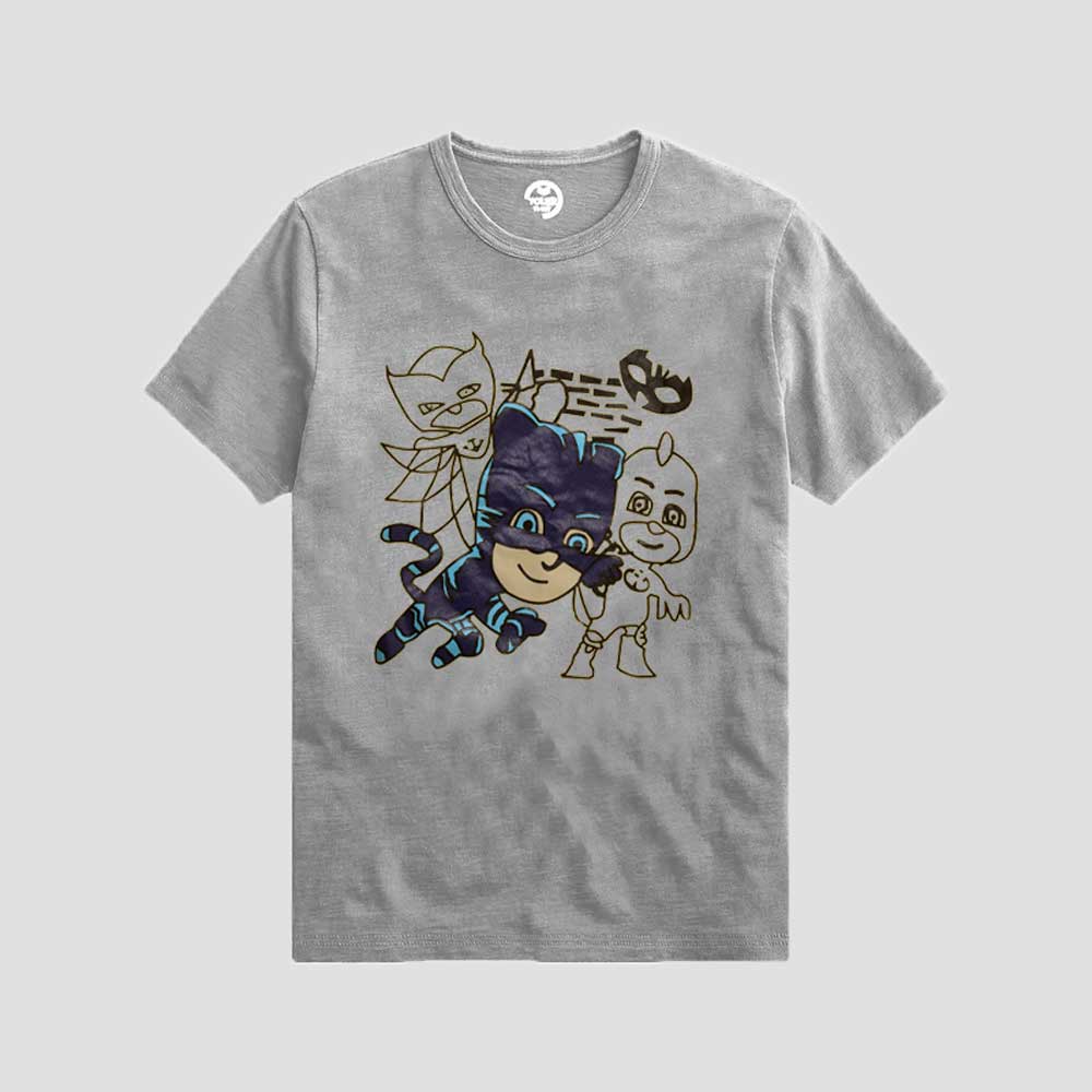 Poler Kid's PJ Masks Printed Crew Neck Tee Shirt Boy's Tee Shirt IBT Heather Grey 3-6 Months 