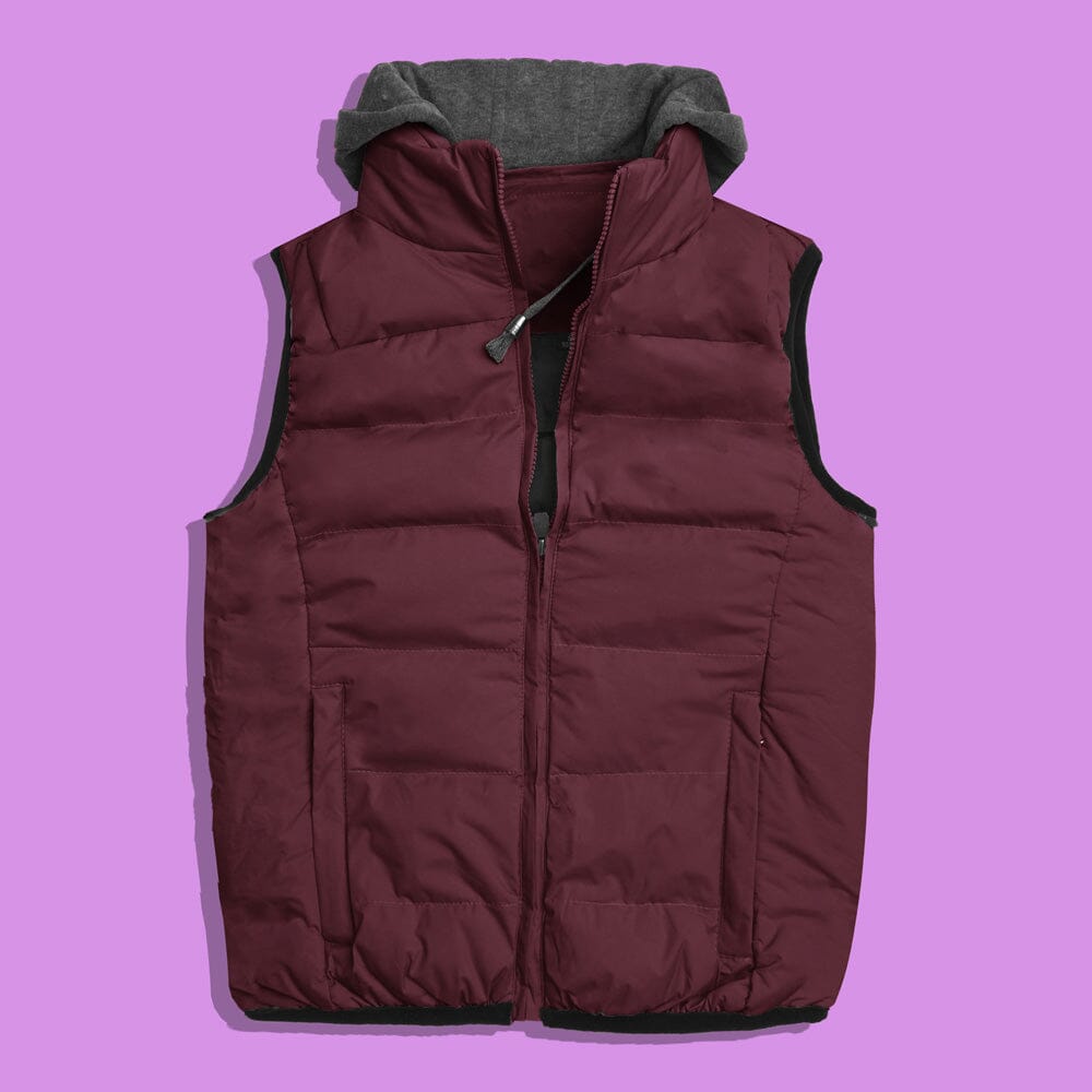 Unisex Cotton Hooded Body Warmer Gilet Unisex Gilet First Choice Maroon S 