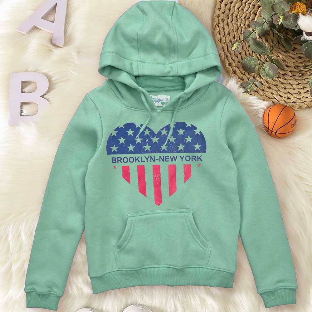 Girl's Heart Brooklyn Printed Pullover Hoodie Girl's Pullover Hoodie LFS Mint Green 7-8 Years 