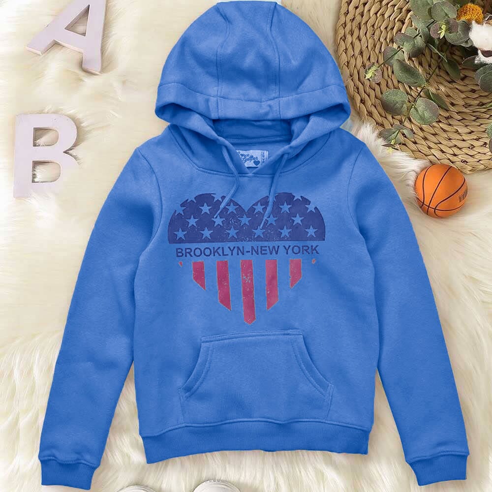 Girl's Heart Brooklyn Printed Pullover Hoodie Girl's Pullover Hoodie LFS Blue 7-8 Years 