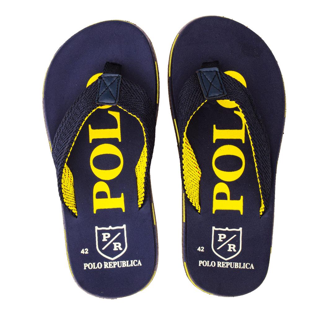 Polo Republica Men's Strider Ultra-Light Soft Flip Flops Slippers Men's Shoes Hamza Traders Navy & Yellow EUR 40 