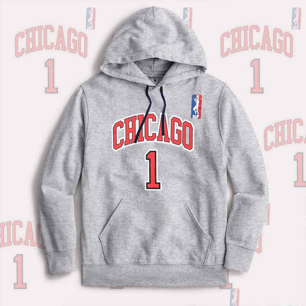 Polo Republica Men's NBA Chicago Printed Fleece Pullover Hoodie Men's Pullover Hoodie Polo Republica Heather Grey S 