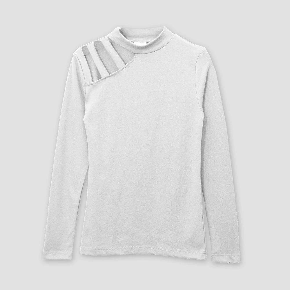 Safina Women's Shoulder Strip Stylish High Neck Sweatshirt Women's Sweat Shirt Image Off White S 