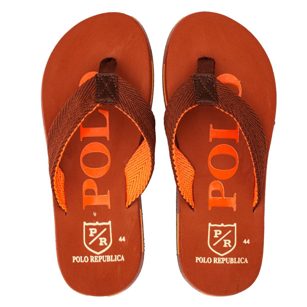 Polo Republica Men's Strider Ultra-Light Soft Flip Flops Slippers Men's Shoes Hamza Traders Brick Red & Orange EUR 40 