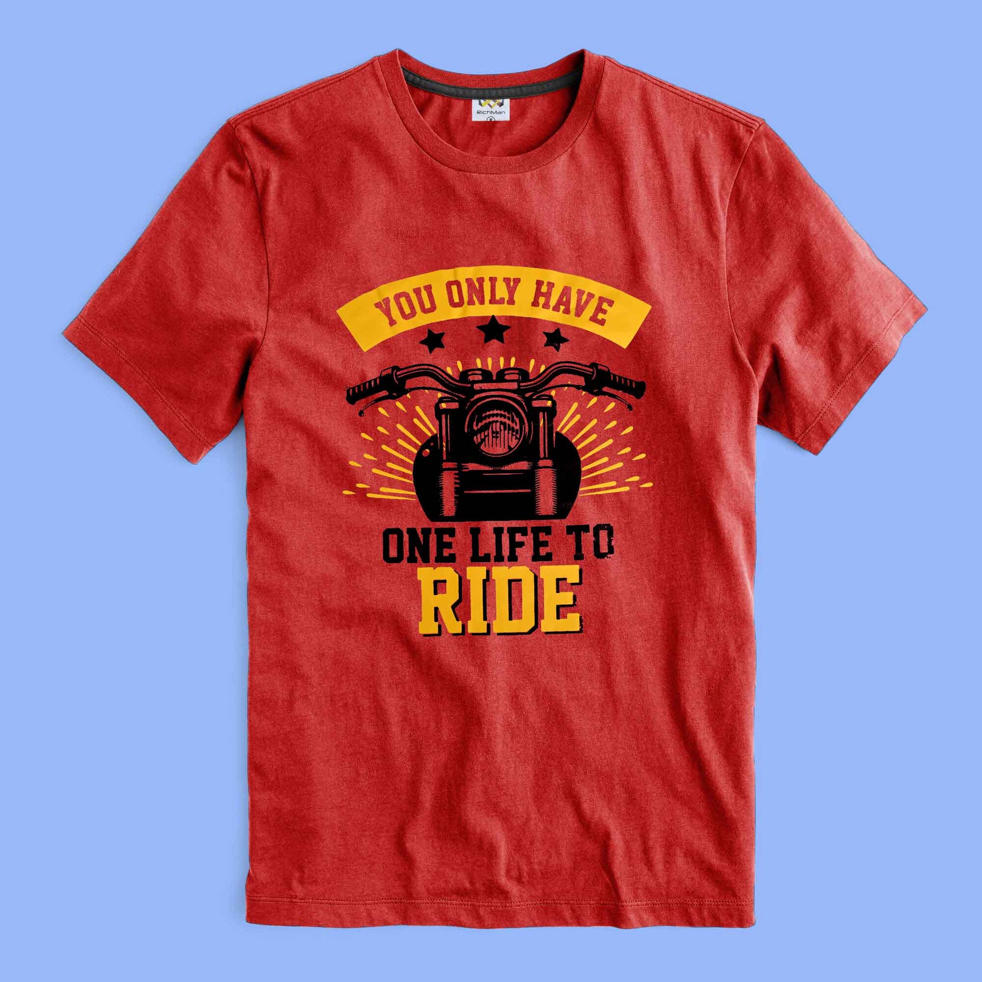 Richman Men's One Life To Ride Printed Short Sleeve Tee Shirt Men's Tee Shirt ASE Red S 