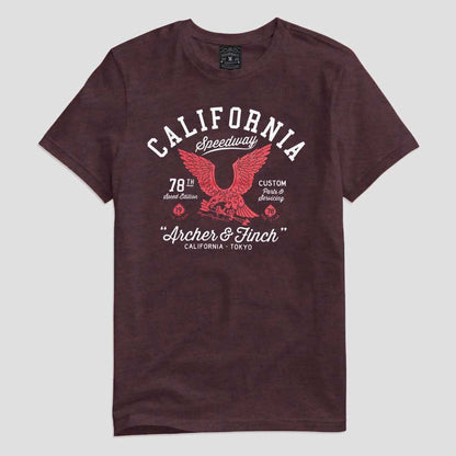 Archer & Finch Men's California Speedway Printed Tee Shirt Men's Tee Shirt LFS Burgundy & White S 