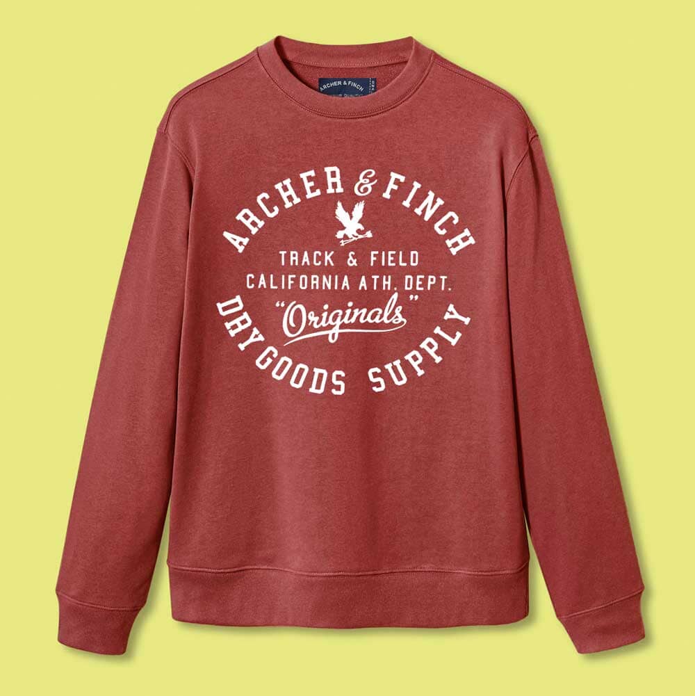 Archer & Finch Men's Track & Field Printed Sweat Shirt Men's Sweat Shirt LFS Red S 