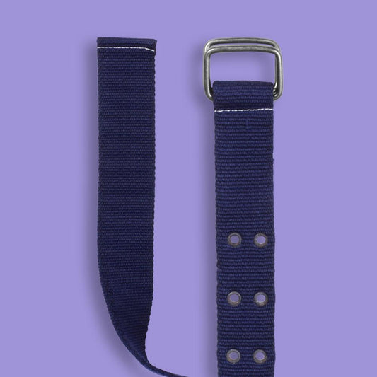 Kids Navy Canvas Square Ring Belt Men's Belt Qazi Brothers 