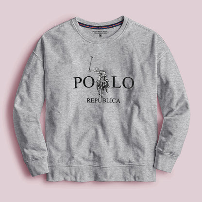 Polo Republica Men's Polo Player Printed Fleece Sweat Shirt Men's Sweat Shirt Polo Republica Heather Grey S 