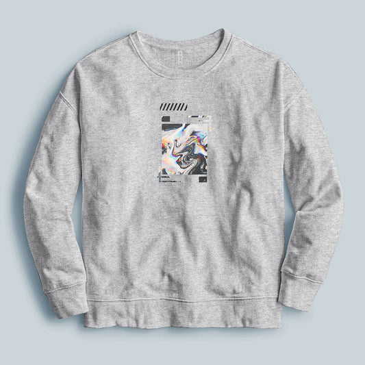 HAS Apparel Men's Abstract Printed Long Sleeve Sweat Shirt Men's Sweat Shirt HAS Apparel Heather Grey XS 