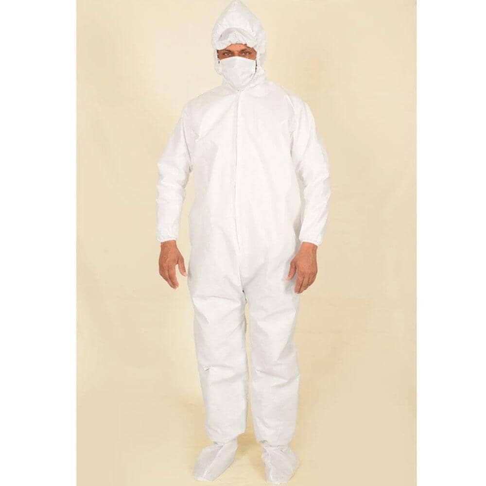 Unisex 50 GSM PPE Hooded Hazmat Suit with Attached Shoe Covers Hazmat Suit ST 