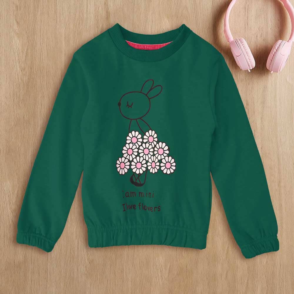 Lyallpur Girl's I Love Flower Printed Sweat Shirt Girl's Sweat Shirt LFS Zinc 2 Years 