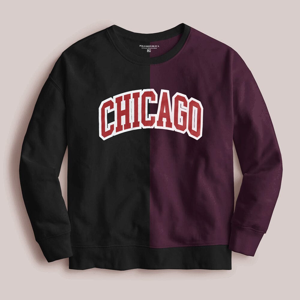 Polo Republica Men's Chicago Printed Panel Design Terry Sweat Shirt
