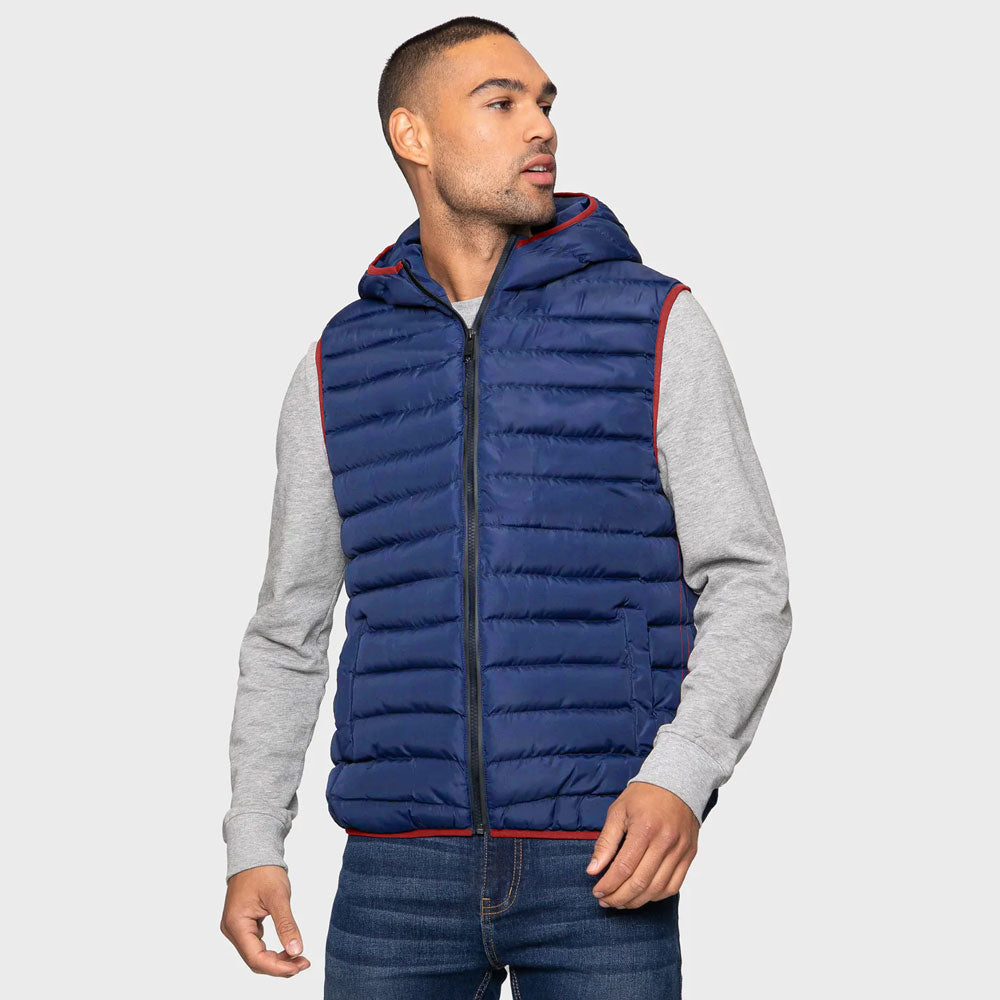 Max 21 Men's Bubble Hooded Body Warmer Quilted Gilet Men's Gilet SZK 