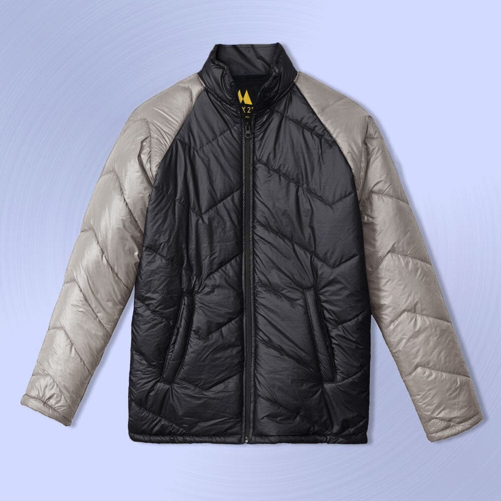 Max 21 Men's Zigzag Inner Fleece Quilted Raglan Zipper Jacket